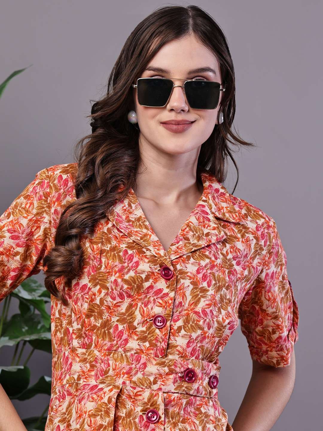 Women's MultiColor Velvet Floral Printed Fit & Flare Dress - Image 4