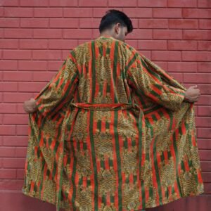Womens Red Green Velvet Embroidered Jacket with Floral Design